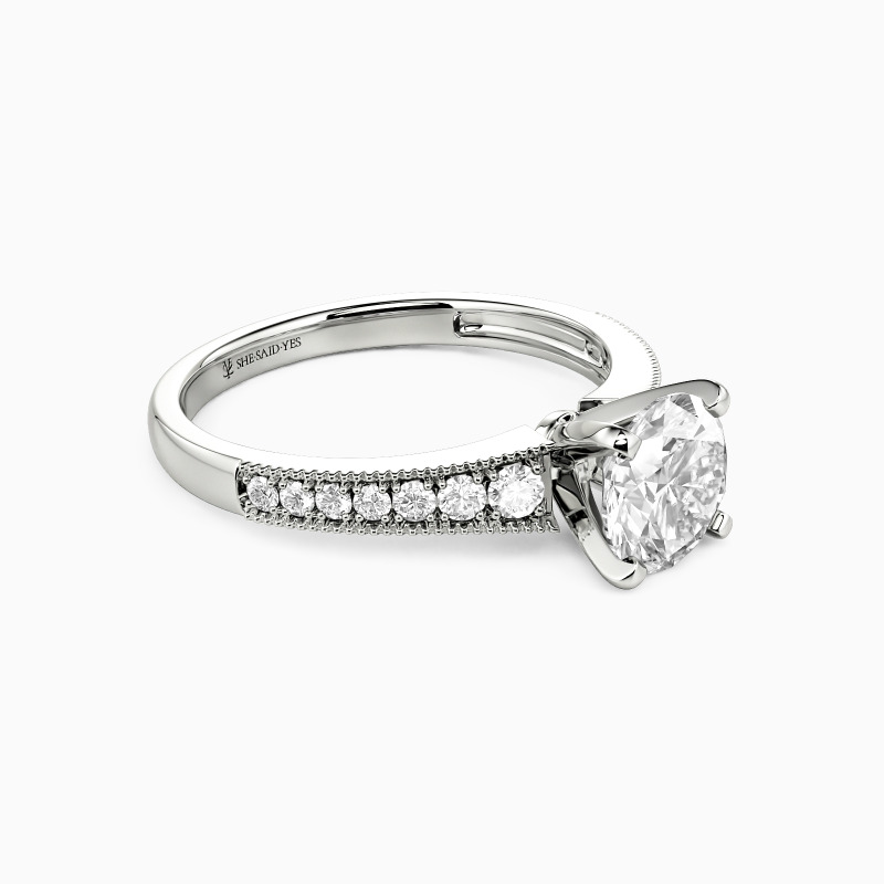 "Stairway to Forever" Round Cut Side Stone Engagement Ring
