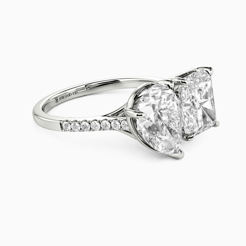 "Pair&Share" Pear Cut Toi Et Moi Engagement Ring