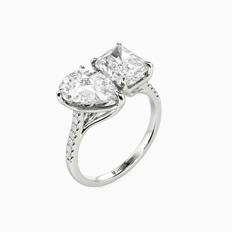 "Pair&Share" Pear Cut Toi Et Moi Engagement Ring
