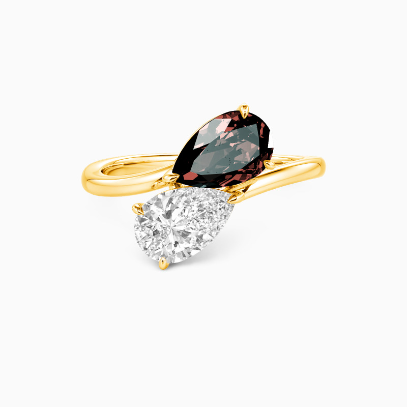 "Twice as Nice" Bague de fiançailles Toi et Moi à deux pierres en forme de poire