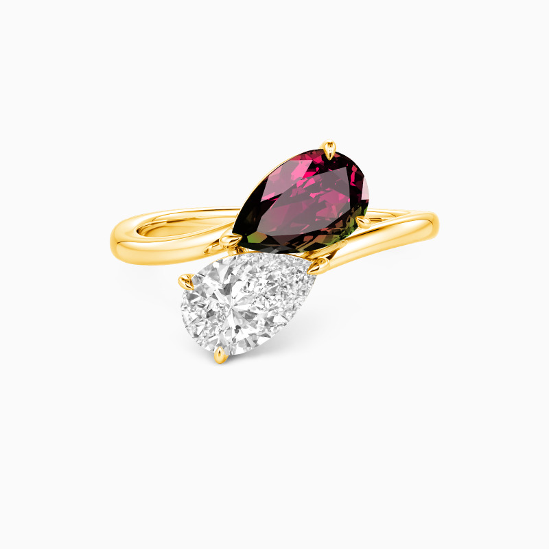 "Twice as Nice" Bague de fiançailles Toi et Moi à deux pierres en forme de poire