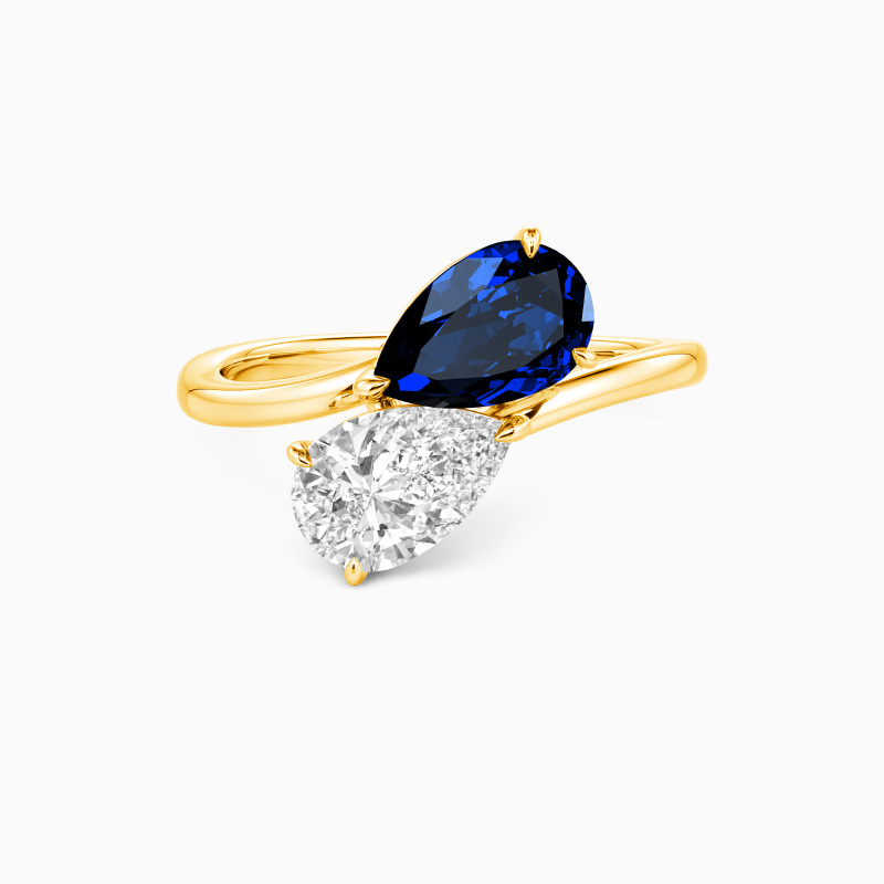 "Twice as Nice" Bague de fiançailles Toi et Moi à deux pierres en forme de poire