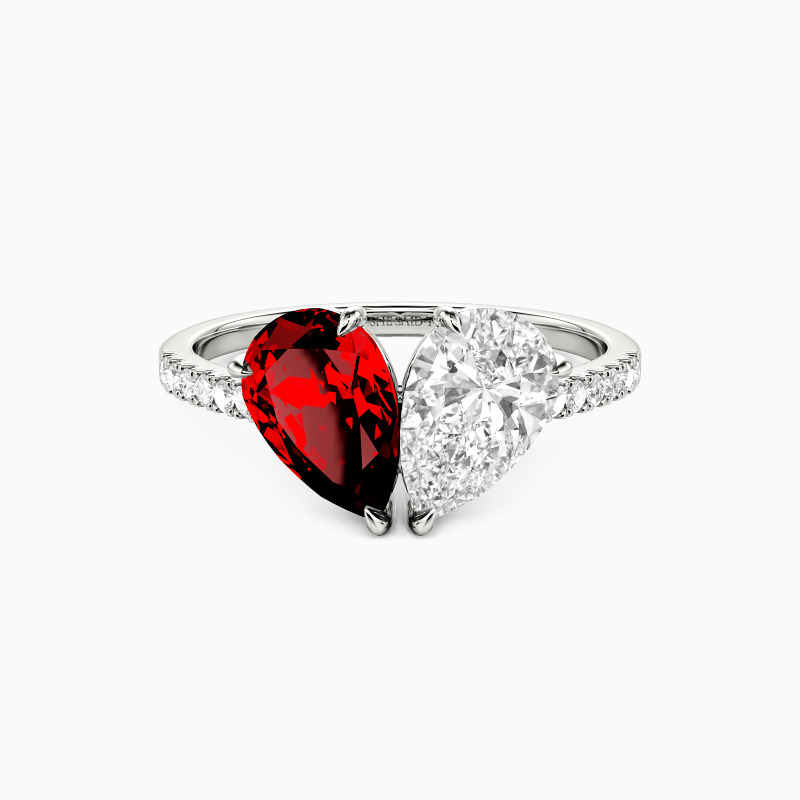 "Twogether" Pear Cut Toi Et Moi Engagement Ring