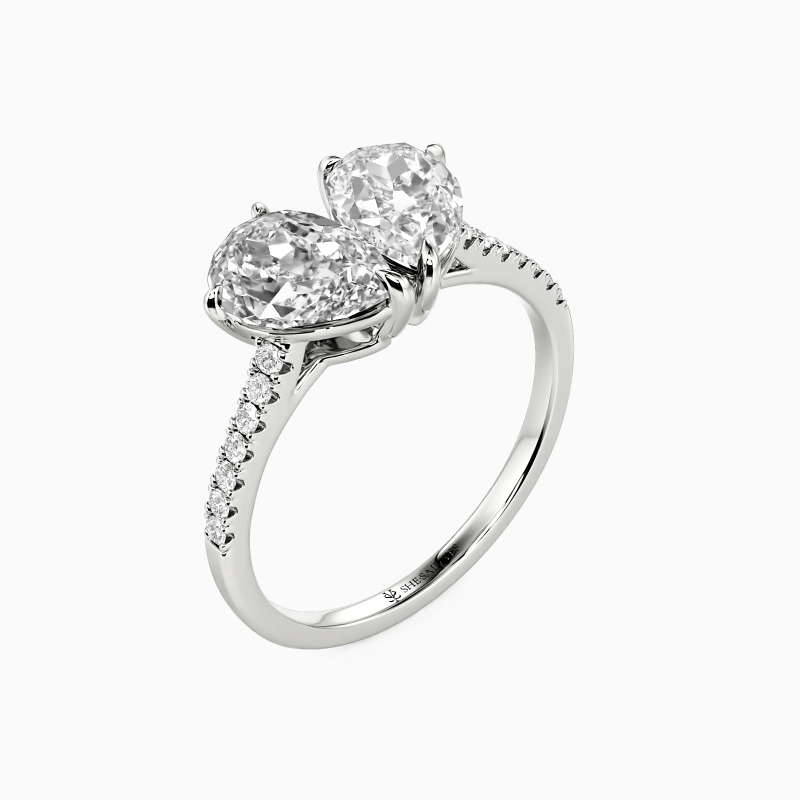 "Twogether" Pear Cut Toi Et Moi Engagement Ring