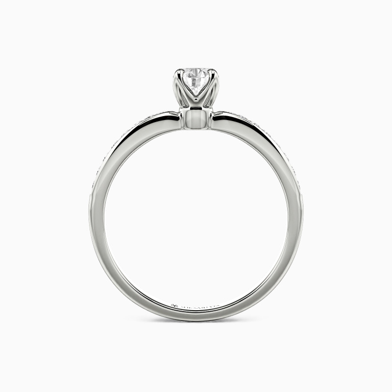 "Forever in Bloom" Round Cut Side Stone Engagement Ring