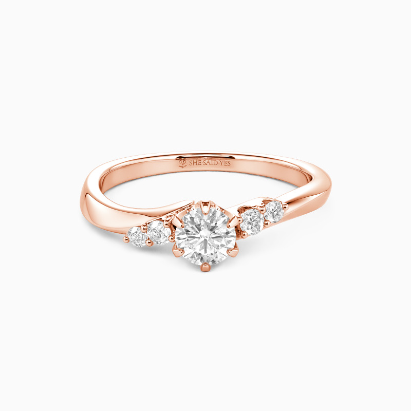 "Two Halves, One Whole" Round Cut Side Stone Engagement Ring
