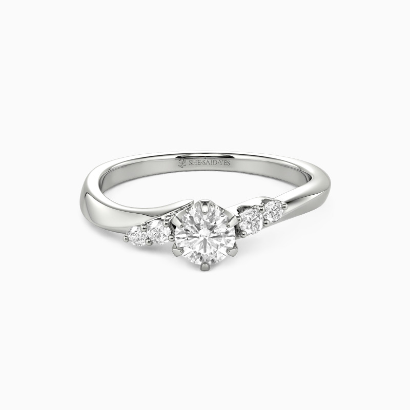 「幸せを招く」0.3ct ラウンドブリリアントカット サイドストーン 婚約指輪 Pt950/K18