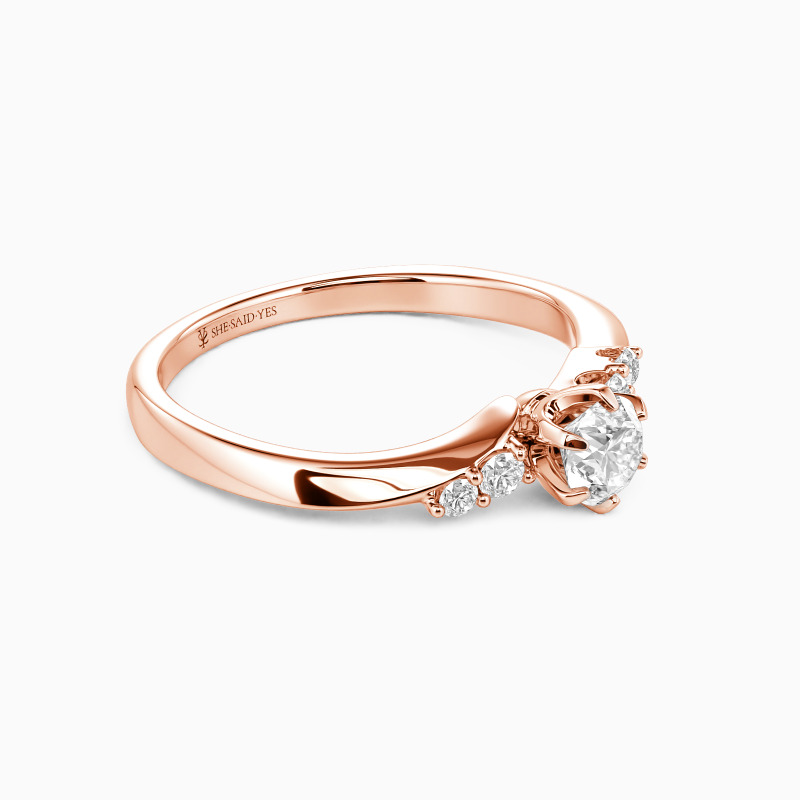 "Two Halves, One Whole" Round Cut Side Stone Engagement Ring
