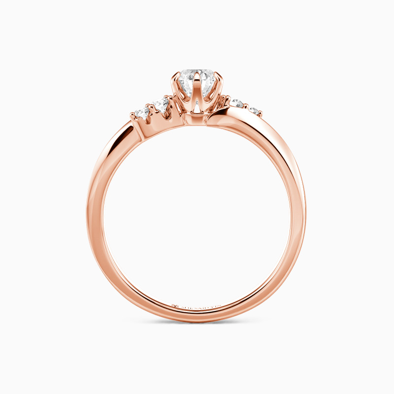 "Two Halves, One Whole" Round Cut Side Stone Engagement Ring