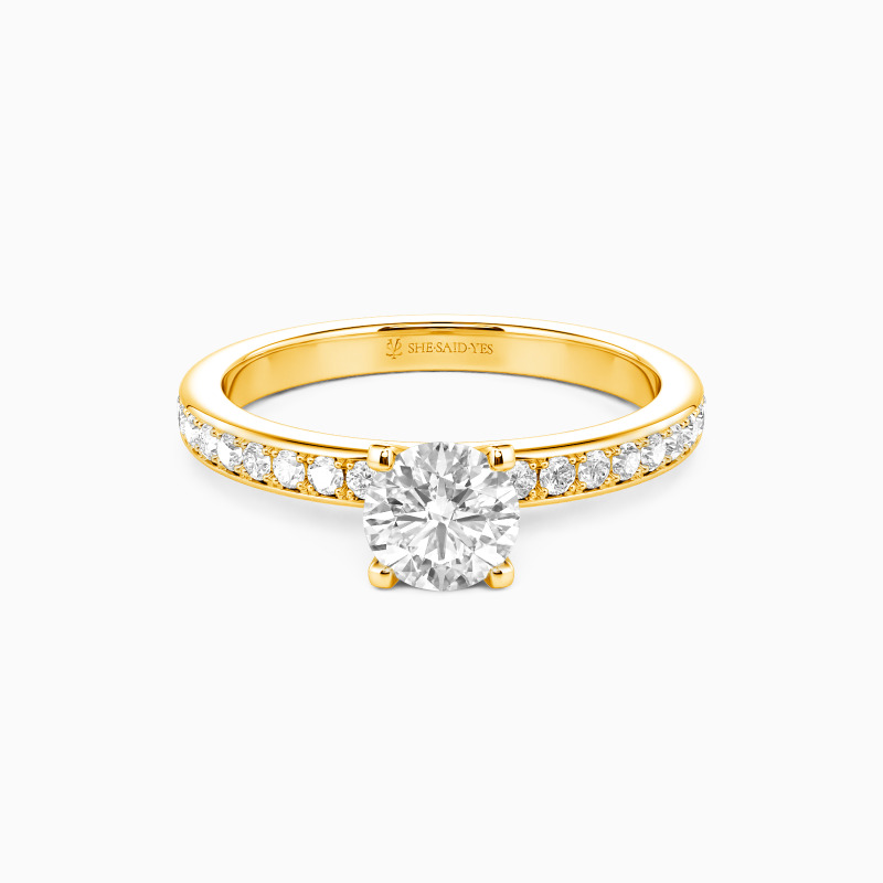 "D'Ici à l'Éternité" Bague de Fiançailles Ronde avec Pierres Latérales