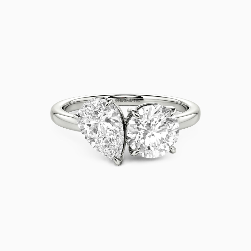 "Us Two" Pear Cut Toi Et Moi Engagement Ring