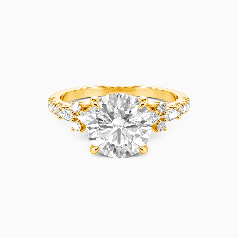 "You Are My Always" Round Cut Side Stone Engagement Ring