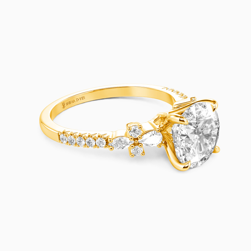 "You Are My Always" Round Cut Side Stone Engagement Ring