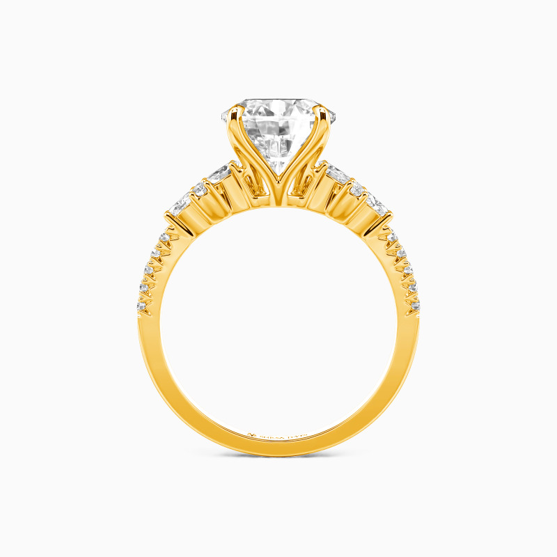 "You Are My Always" Round Cut Side Stone Engagement Ring