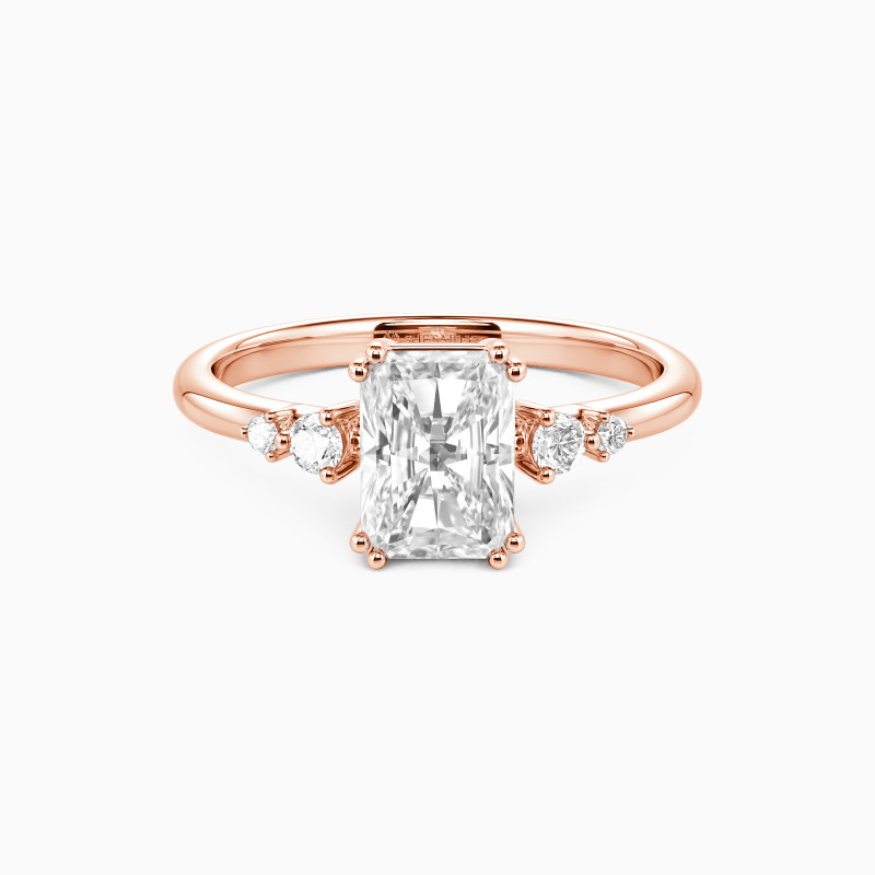 "Falling into Forever" Radiant Cut Cluster Side Stone Engagement Ring