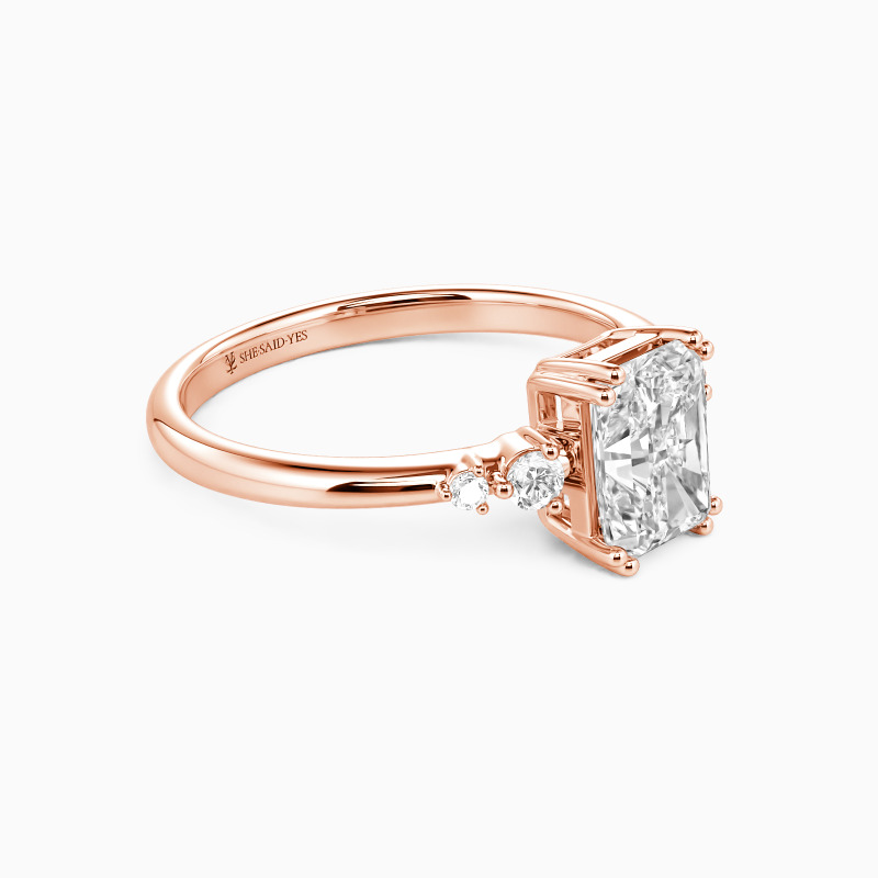 "Falling into Forever" Radiant Cut Cluster Side Stone Engagement Ring