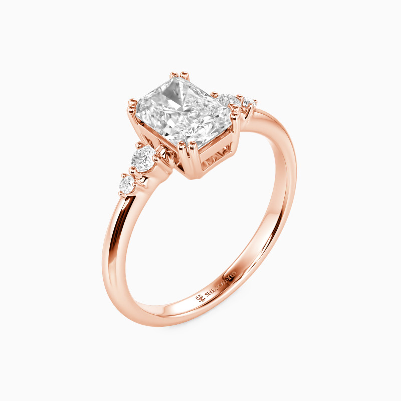 "Falling into Forever" Radiant Cut Cluster Side Stone Engagement Ring