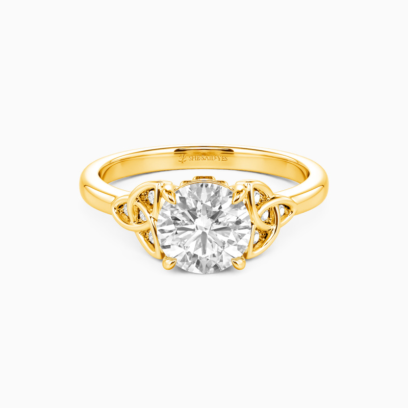 "Serendipia" Round Cut Side Stone Engagement Ring