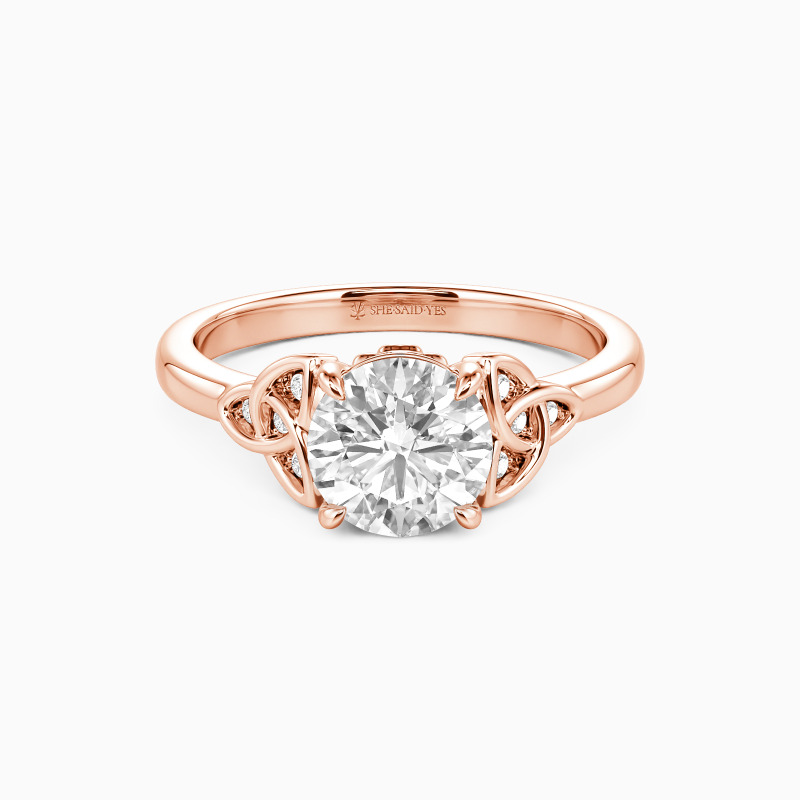 "Serendipia" Round Cut Side Stone Engagement Ring