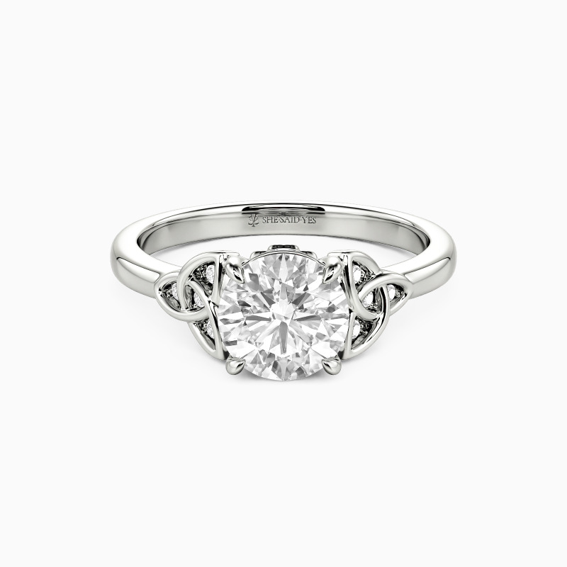 "Serendipia" Round Cut Side Stone Engagement Ring