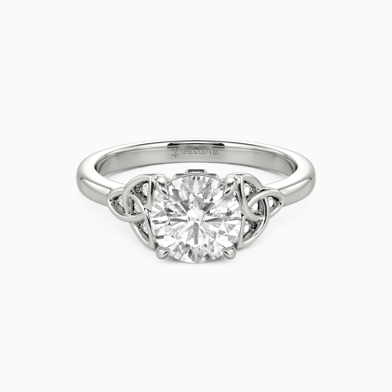 "Serendipia" Round Cut Side Stone Engagement Ring