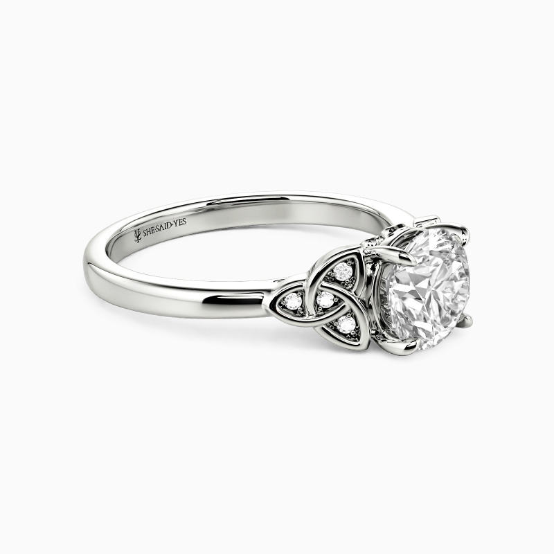 "Serendipia" Round Cut Side Stone Engagement Ring