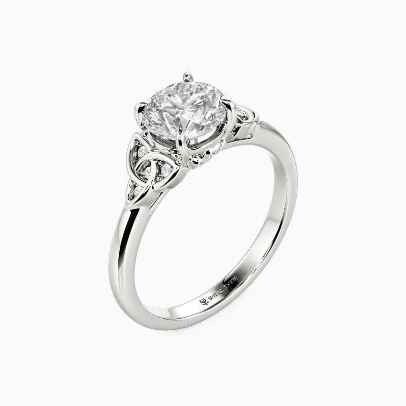 "Serendipia" Round Cut Side Stone Engagement Ring