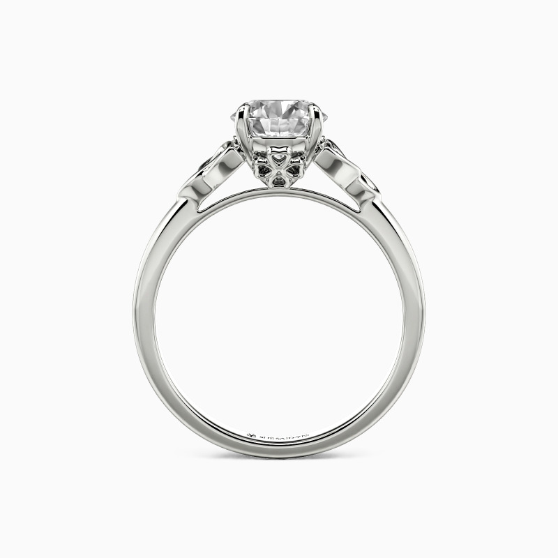 "Serendipia" Round Cut Side Stone Engagement Ring
