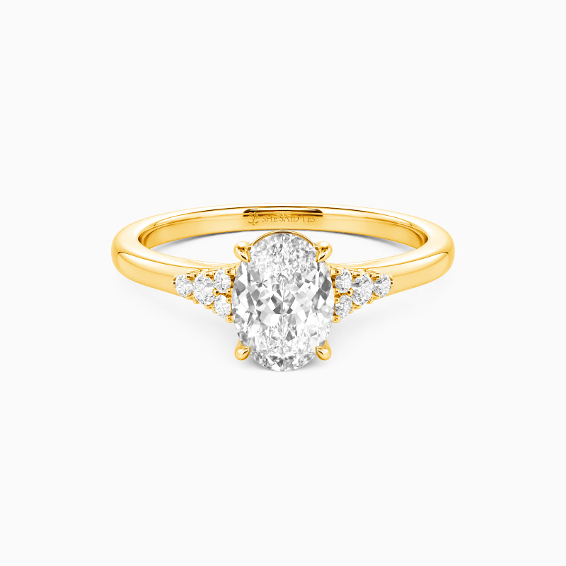 "The Slow Waltz" Oval Cut Cluster Side Stone Engagement Ring