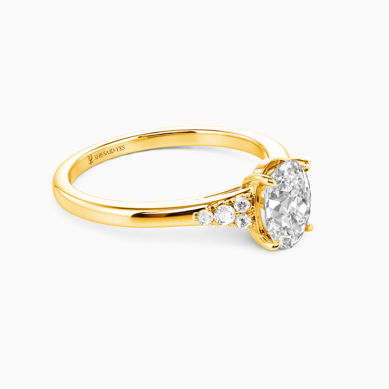 "The Slow Waltz" Oval Cut Cluster Side Stone Engagement Ring
