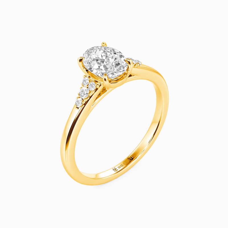 "The Slow Waltz" Oval Cut Cluster Side Stone Engagement Ring