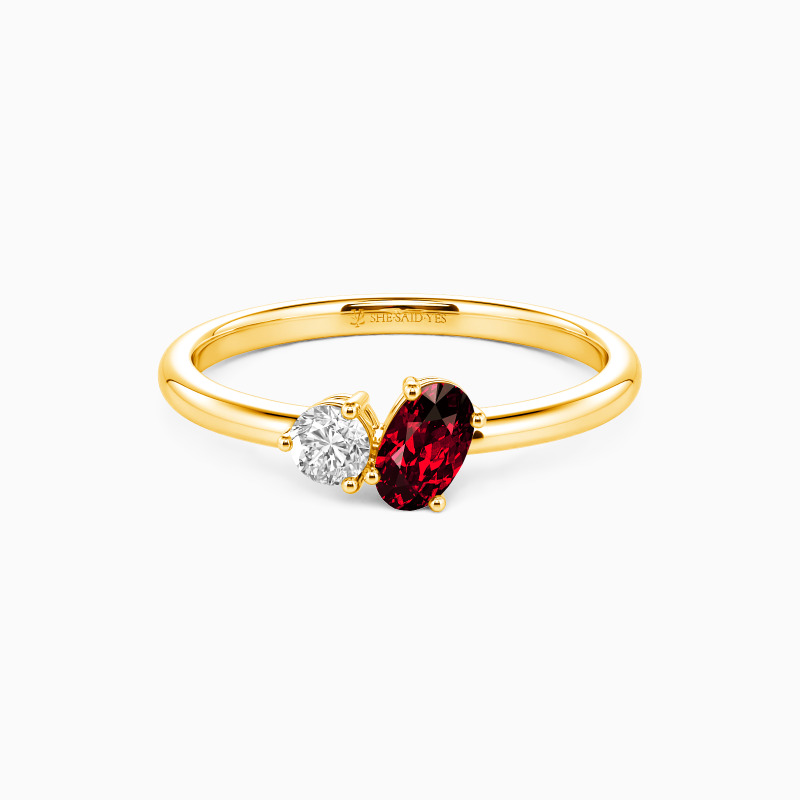 "Two Destinies" Oval Cut Toi Et Moi Engagement Ring