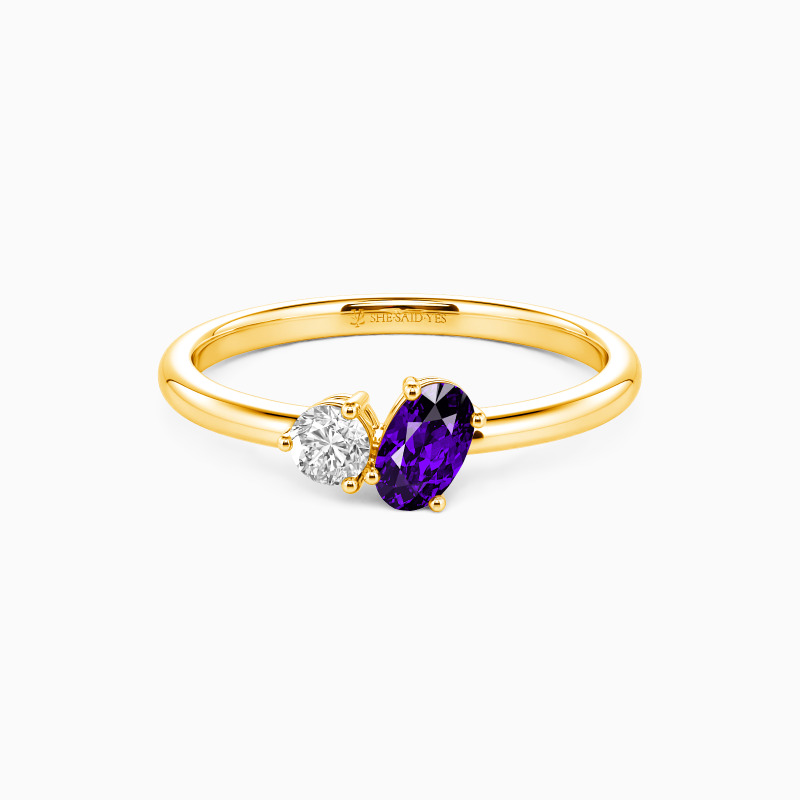 "Two Destinies" Oval Cut Toi Et Moi Engagement Ring