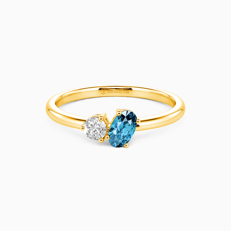 "Two Destinies" Oval Cut Toi Et Moi Engagement Ring