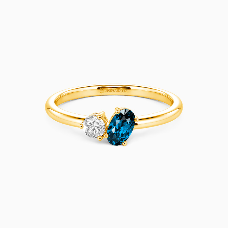 "Two Destinies" Oval Cut Toi Et Moi Engagement Ring