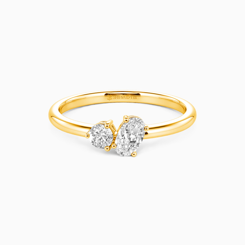 "Two Destinies" Oval Cut Toi Et Moi Engagement Ring