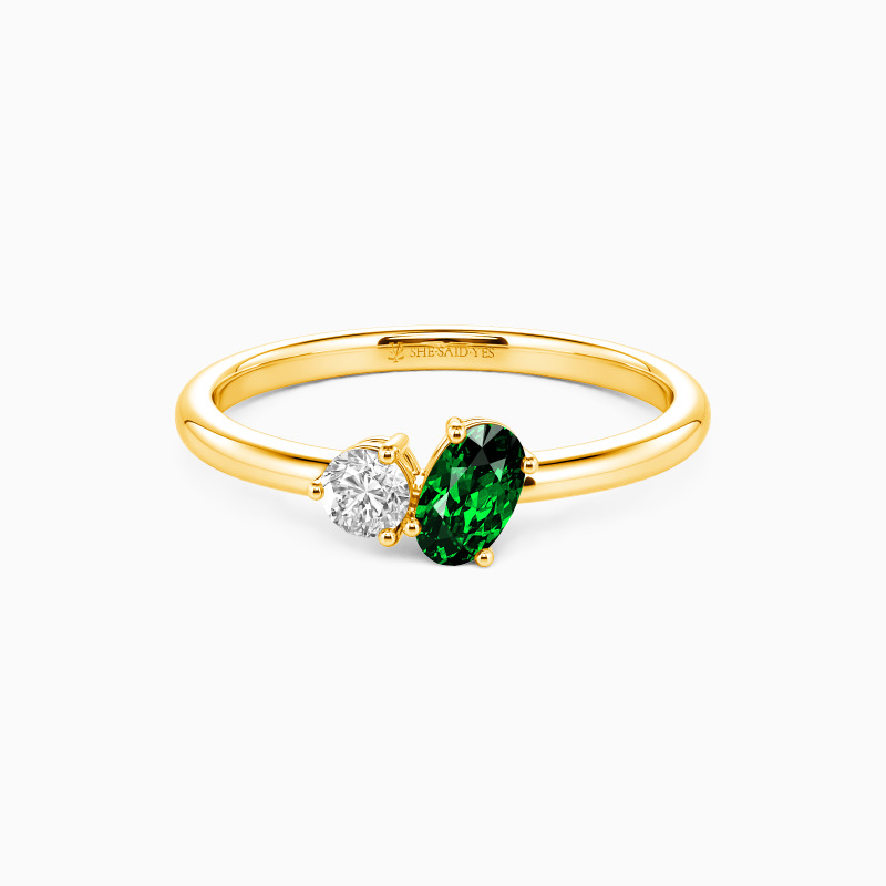 "Two Destinies" Oval Cut Toi Et Moi Engagement Ring