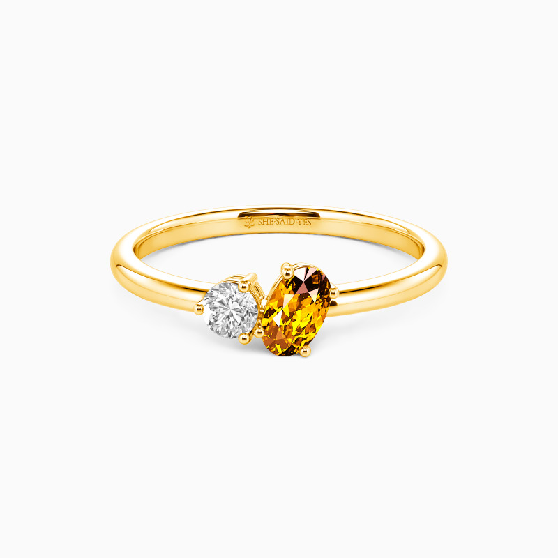 "Two Destinies" Oval Cut Toi Et Moi Engagement Ring