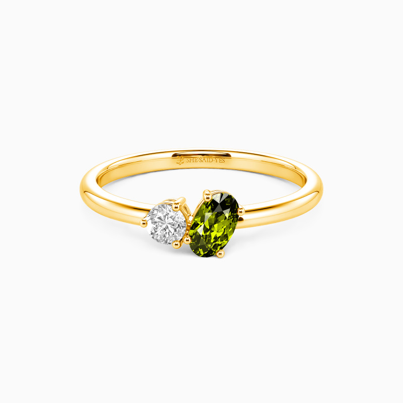 "Two Destinies" Oval Cut Toi Et Moi Engagement Ring