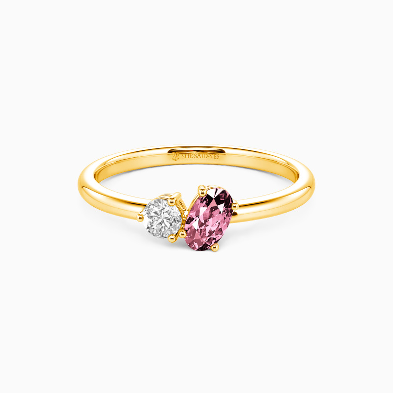 "Two Destinies" Oval Cut Toi Et Moi Engagement Ring