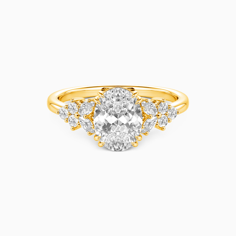 "A Midsummer's Promise" Oval Cut Cluster Side Stone Engagement Ring