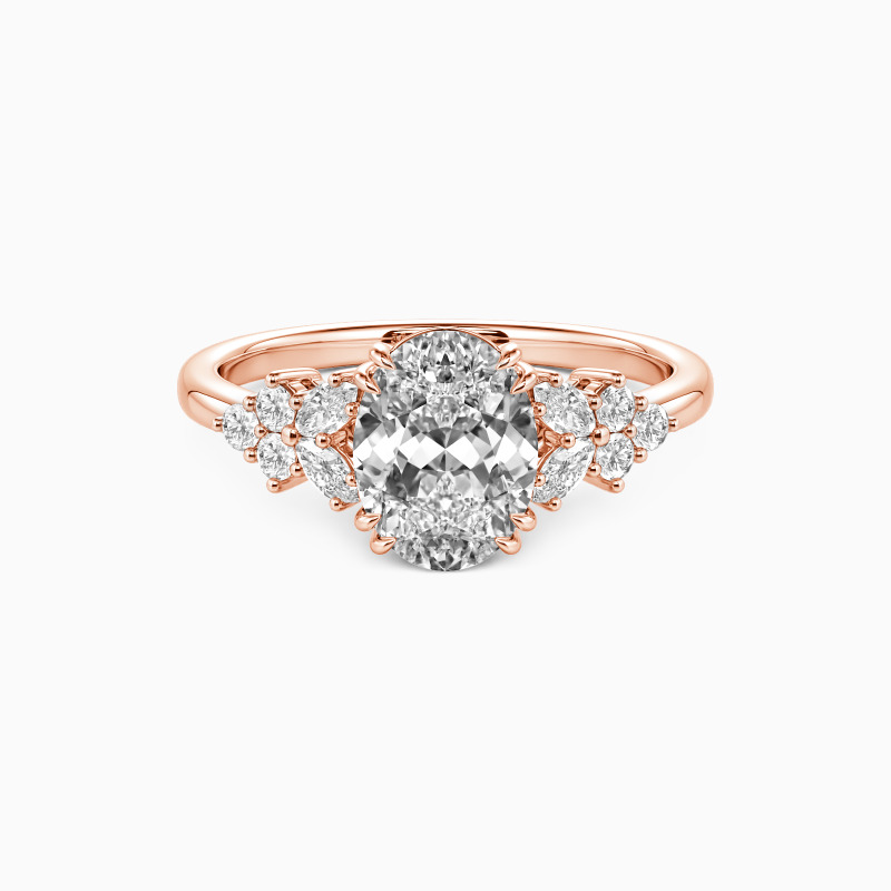 "A Midsummer's Promise" Oval Cut Cluster Side Stone Engagement Ring