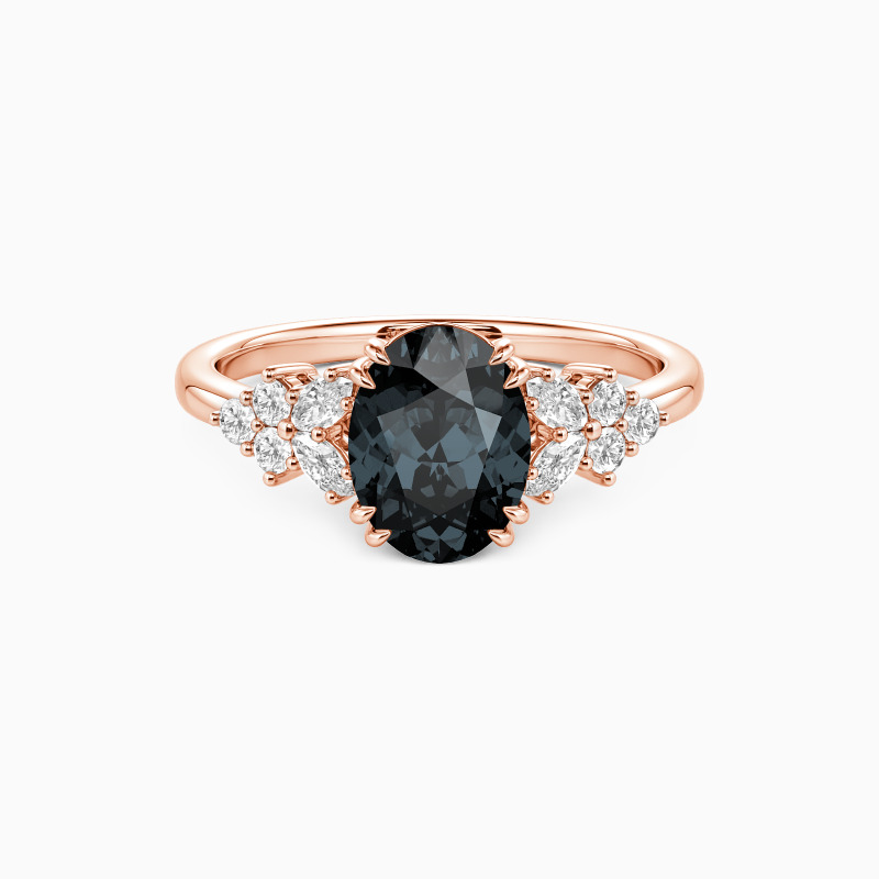 "A Midsummer's Promise" Oval Cut Cluster Side Stone Engagement Ring