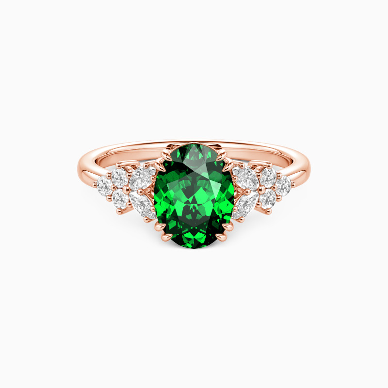 "A Midsummer's Promise" Oval Cut Cluster Side Stone Engagement Ring