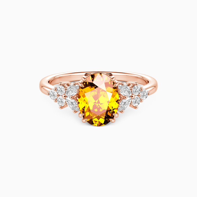 "A Midsummer's Promise" Oval Cut Cluster Side Stone Engagement Ring