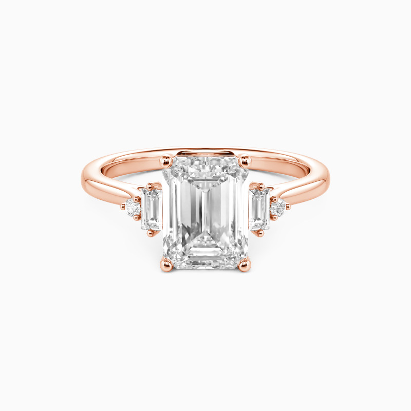 "Urban Luminescence" Emerald Cut Side Stone Engagement Ring