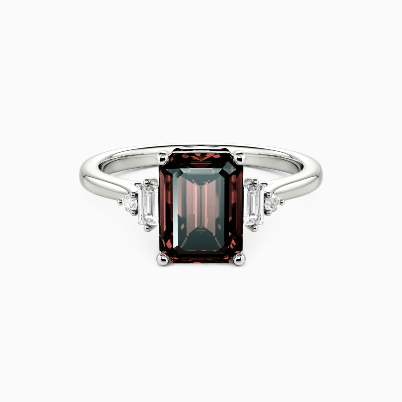 "Urban Luminescence" Emerald Cut Side Stone Engagement Ring