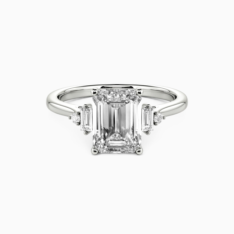 "Urban Luminescence" Emerald Cut Side Stone Engagement Ring
