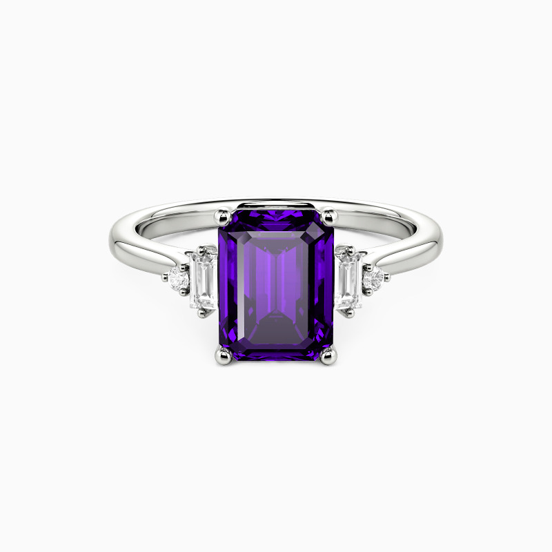 "Urban Luminescence" Emerald Cut Side Stone Engagement Ring