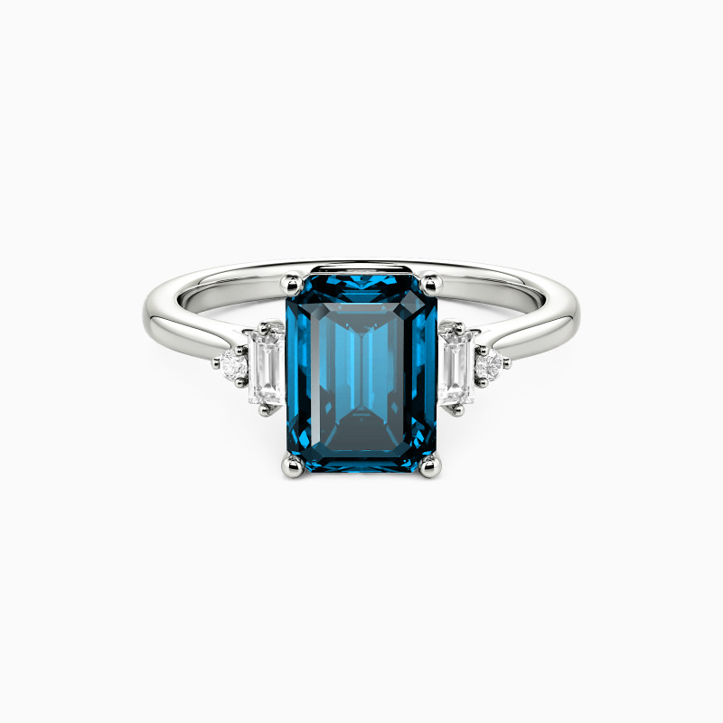 "Urban Luminescence" Emerald Cut Side Stone Engagement Ring